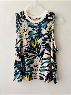 Old Navy Tropical Leaf Tank Top - Pink, Green, Yellow, Black
